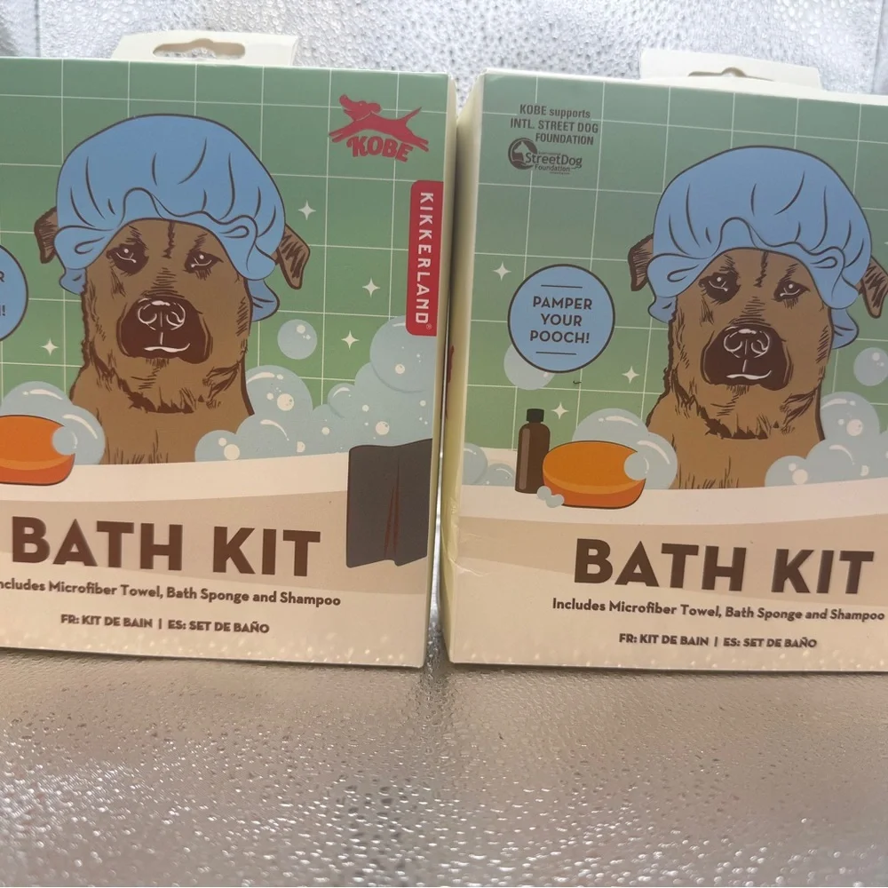 (2) Pet Grooming Kits Bath Microfibre Towel Shampoo Sponge Set Lavender Kobe